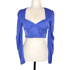 Zara blue polka-dot crop top